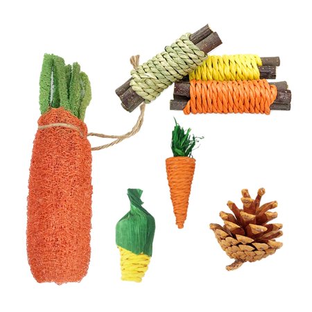 7pcs Hamster Chew Toys, Natural Guinea Rabbit Pet Chewing Stick Accessories Care Molar Toys Suitable for Rabbits Cleaning Toys