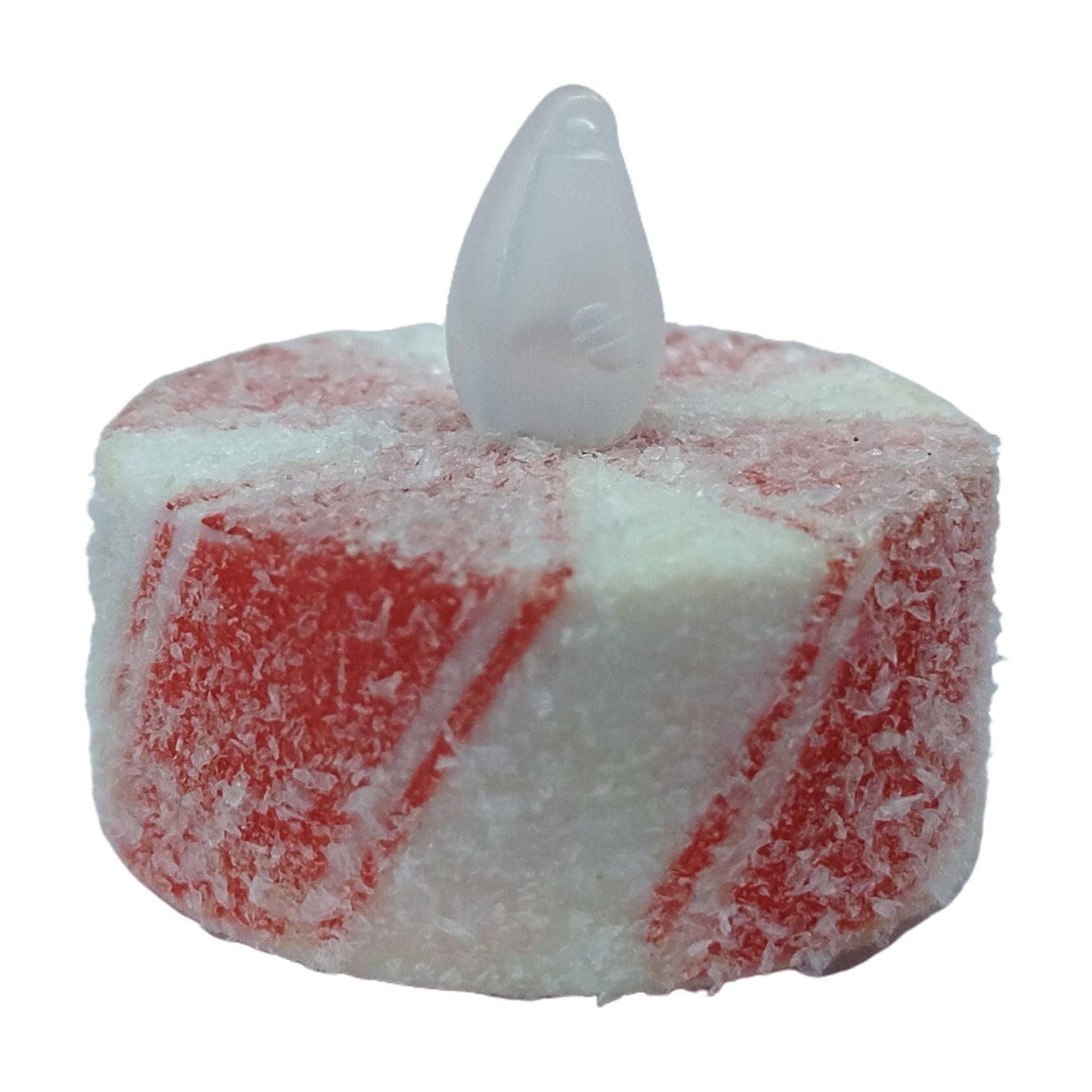 Indoor Battery-Operated LED Plastic Flameless Candy Cane Christmas Tealight Candles, Red and White, 1.5", 6 Count, by Holiday Time