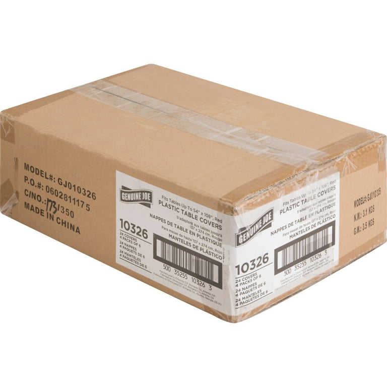Genuine Joe Plastic Rectangular Table Covers - 108 Genuine Joe Plastic Rectangular Table Covers - 108