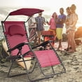 thumbnail image 4 of WYDK Zero Gravity Chairs, X-Large Folding Lounge Lawn Chair with Adjustable Backrest, Headrest, Cup Holder, Canopy for Patio Pool Porch Deck, Wine, 4 of 10