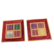 Mogul Designer Throw Pillow Sham Vintage Patchwork Ethnic Cotton Maroon Cushion Covers 16"x16"