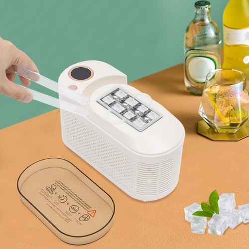 8 Cubes/Cycle Ice Maker, Mini, Low Noise, 120W Countertop Ice Machine for Home/Car/Travel