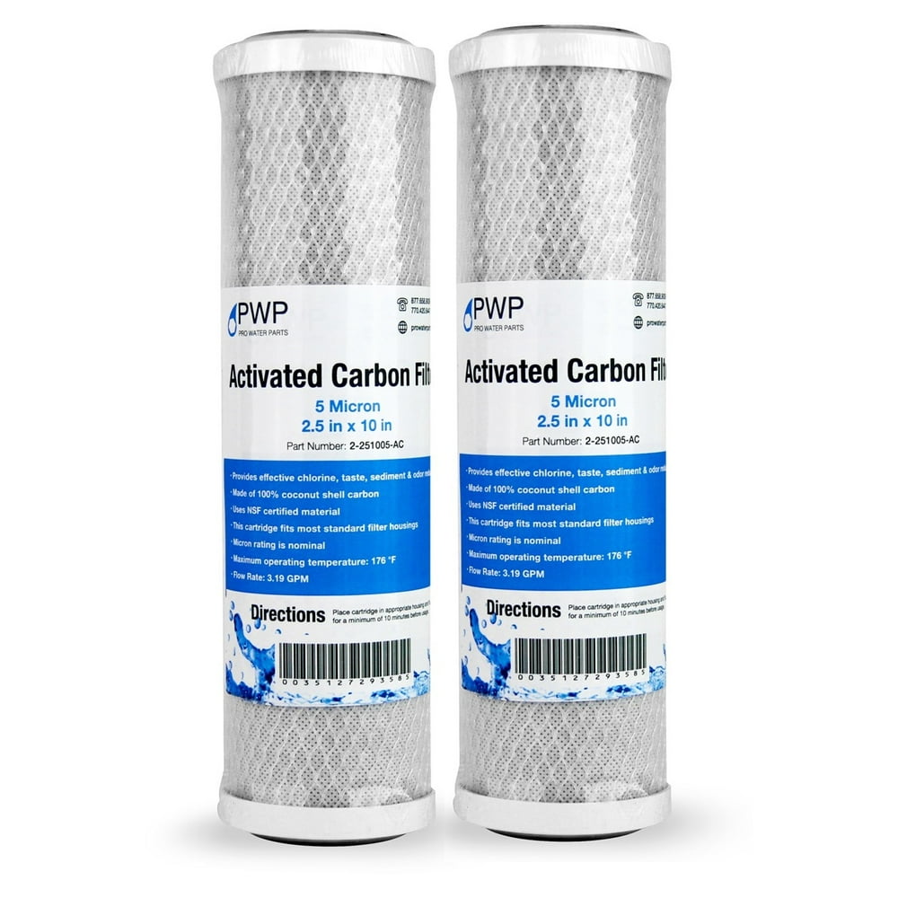 Activated Carbon CTO Water Filter Cartridge Standard 2.5 x10" 5 Micron