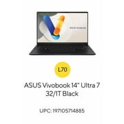 ASUS Vivobook S 14 Copilot+ PC 14 WUXGA OLED Windows Laptop Intel Core Ultra 7 Series 2 258V AI PC Intel Evo 32GB RAM 1TB SSD Black S5406SA-WH79