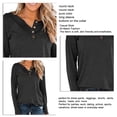 thumbnail image 3 of Las mujeres de manga larga Top cuello redondo túnicas Pullover Color puro con botones Casual Loose Fit, 3 of 4
