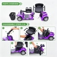 thumbnail image 5 of Foldable 4-Wheel Mobility Scooter for Seniors,Portable Electric Wheelchair with USB Port,Easy Travel & Daily Use(Lucky Purple), 5 of 13