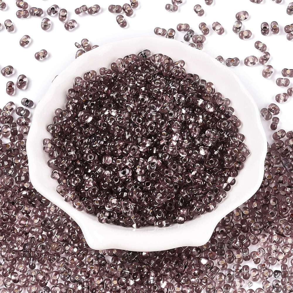 1Pound Baking Paint Transparent Glass Seed Beads Silver Lined Peanut Coconut Brown 5.5~6.5x3.5~4x3~3.5mm Hole: 1.2~1.4mm 4500pcs/pound