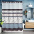 thumbnail image 6 of No Hook Shower Curtains with Snap-in Liner Set, Blue Brown Stripes Waterproof Hotel Style Bathroom Shower Curtain, Abstract Geometric Spring Flowers Country Mesh Top Bath Curtains 60''x72'', 6 of 9