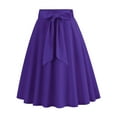 thumbnail image 2 of YUEJUIR Knee Length Skirts for Women Ladies Solid Color Bow Belt Retro Pocket A Line Skirt Plus Size Skirts Mini Skirts for Women Women Skirts (Purple,XL), 2 of 4