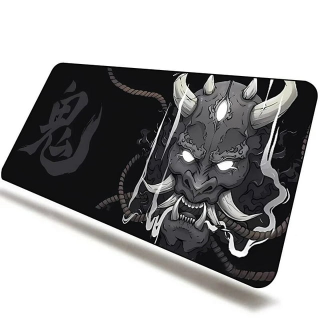 Anime Oni Mouse Pad Gamer Japanese Desk Mat Large Mousepad Xxl Gaming PC Accessories for Computer Black 400X900 Mouse Rug Laptop