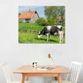 thumbnail image 2 of Orinice  Canvas Print Wall Art Painting Pictures Dutch Holstein cow at the water near Groningen Holland Stretched &amp; Framed Poster Home Gallery Wrapped Artwork Ready to Hang 20x16in, 2 of 6