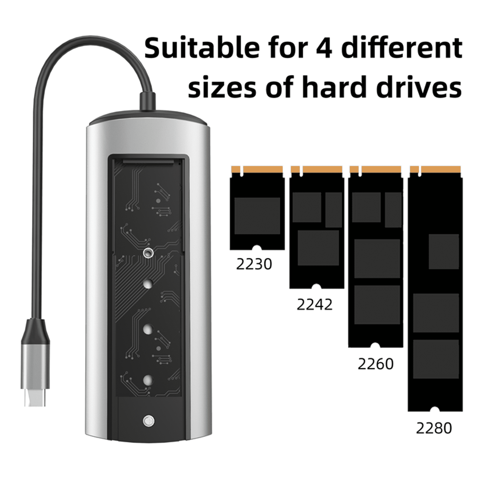 JIAHAOO Type C USB 3.0 Hub 6 in 1 with SSD Enclosure 4K HD USB 3.0 5Gbps M.2 SATA NVMe Tool Free Install