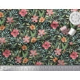 thumbnail image 3 of Soimoi Cotton Duck Fabric Leaves & Peach Flower Floral Print Fabric by The Yard 42 Inch Wide, 3 of 3
