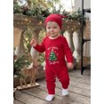 thumbnail image 6 of RUINIXCW Infant Boy Girl Christmas Outfit Long Sleeve Crew Neck Romper and Hat Set, 6 of 8