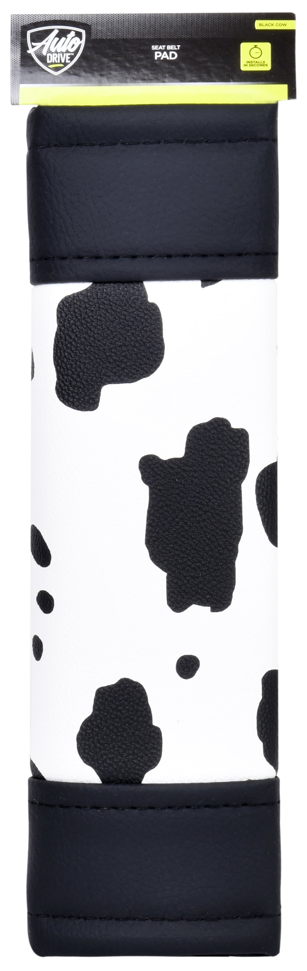 Auto Drive Universal Fit Black White Cow Print Seatbelt Cover, Fit for Car Truck SUV, Set of 1