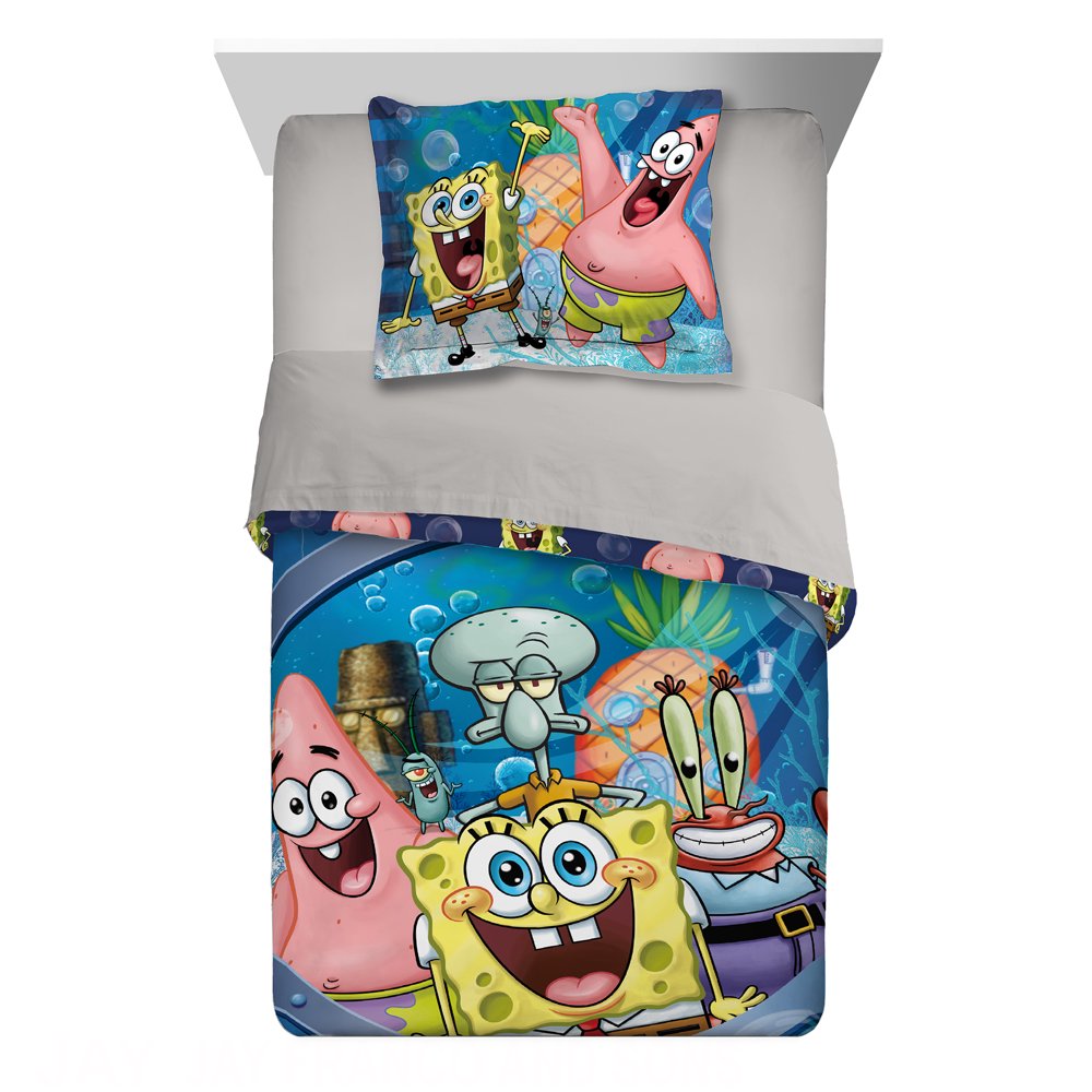 SpongeBob SquarePants 2Piece Comforter and Sham Set, Kids Bedding
