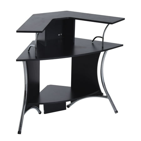 Homcom 48 Corner Computer Desk With Hutch Black Com Homcom 48 Corner Computer Desk With Hutch Black
