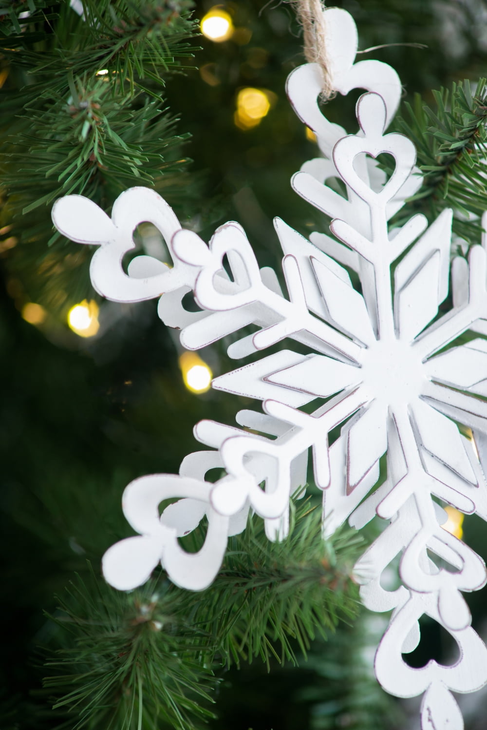 Iron Snowflake Ornament with Weathered Finish Hanging Christmas Tree Decor Gift Stocking Stuffer