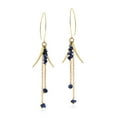 thumbnail image 3 of Striking Hanging Blue Lapis-Lazuli and Brass Chain Dangle Earrings, 3 of 5