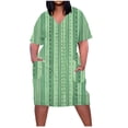 thumbnail image 1 of Vestido Corto de Verano Moda Grande Impresión de Manga Corta Cuello en V Bolsillo Mini Vestido para Casual Y Diario, 1 of 5