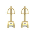 thumbnail image 4 of 1 Ct Emerald Cut Studs White Sapphire 18K Yellow Solid Solid Gold Everyday Dainty Earrings Screw Back, 4 of 7