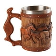 thumbnail image 1 of GUOOL Barrel Beer Mug Resin Coffee Cup with Handle Mug Drinkware Drinking Cup, 1 of 9