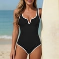 thumbnail image 5 of CHGBMOK Womens One Piece Swimsuit Tummy Control Slimming Color Block Bathing Suit Summer Spaghetti Straps Swimwear, 5 of 6