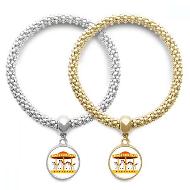 Bracelet Pendentif Couple Illustration Coloré Carrousel Parc d'Attractions