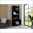 thumbnail image 3 of Bookcase 70.8'' High, Classic Framed Design, 3 Open Shelves, Black Wengue Finish | Black | Particle Board, 3 of 9