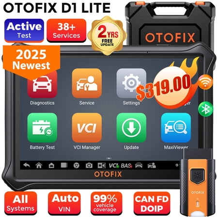 OTOFIX D1 Lite 7" Bidirectional Scan Tool with 2-Year Updates, 2025 Newest All System Automotive Diagnostic Scanner, 38+ Reset Services, FCA AutoAuth