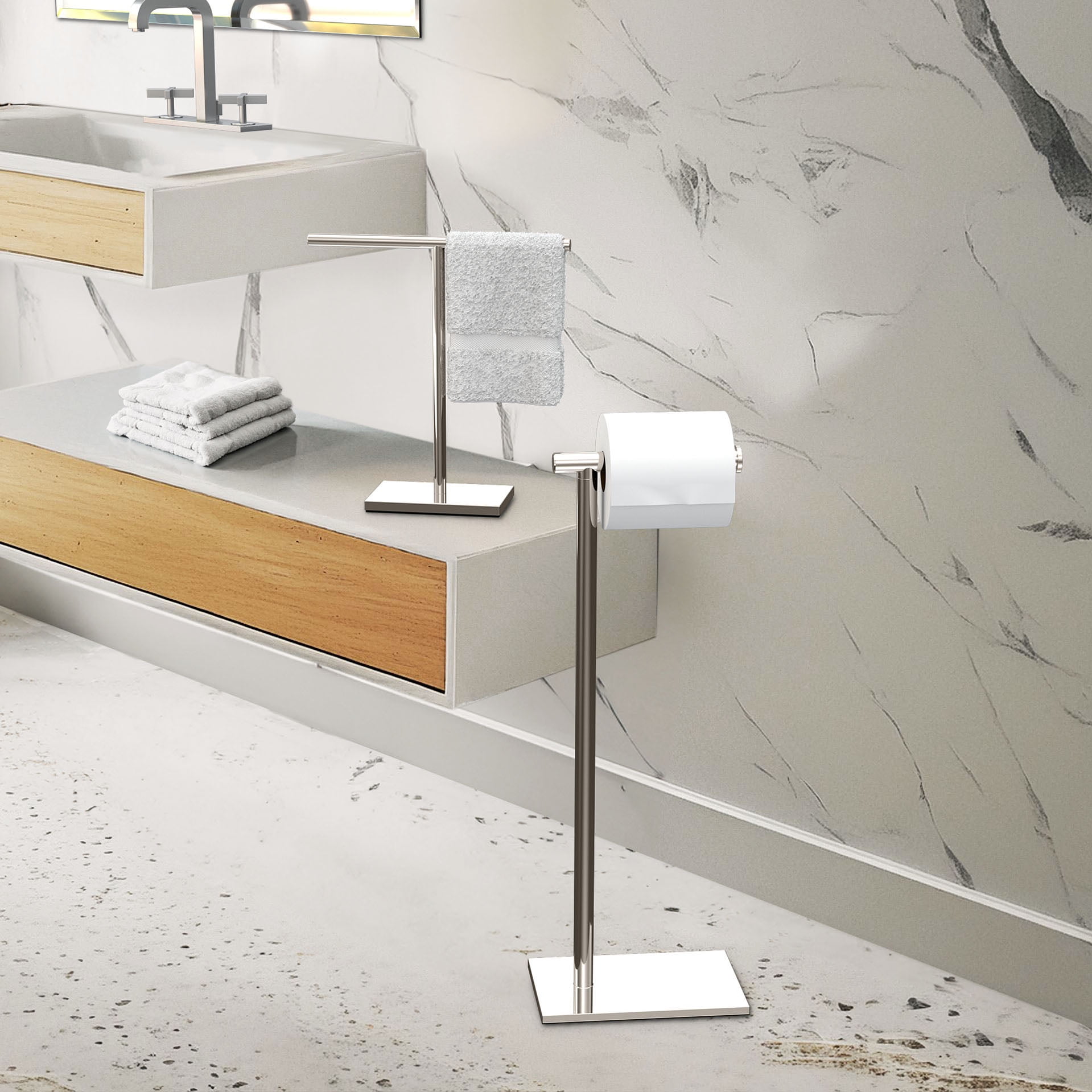 Gatco 1344SN Countertop T-Shape Hand Towel Holder 11", Acrylic/Satin Nickel