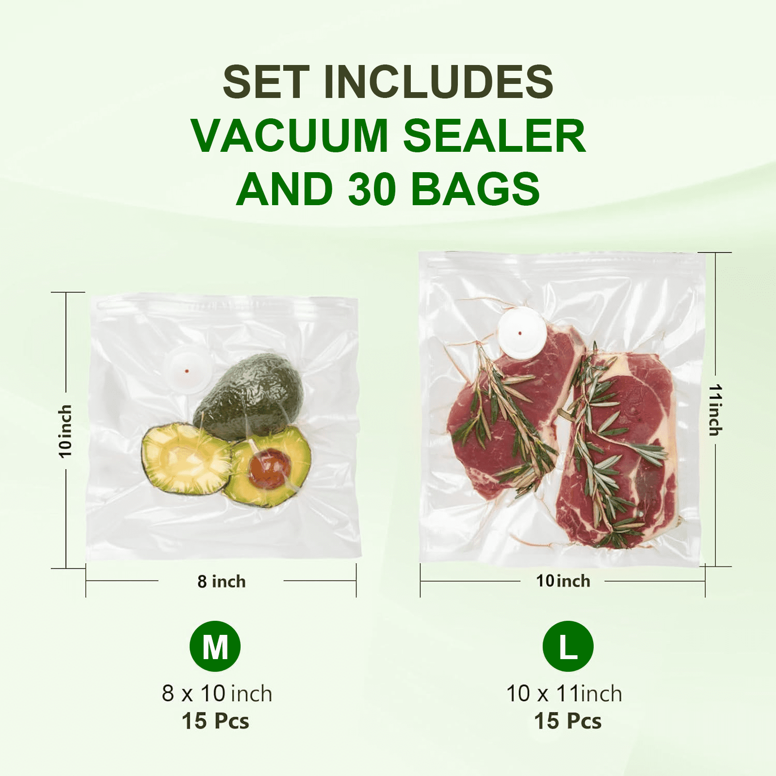 PKALQ   Food Vacuum Sealer Machine , with 30 Reusable Bags, Eco Friendly Design, One-Touch Operation, for Home Kitchen/Camping, Ideal for Eco-Conscious Families & Meal Preppers