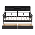 thumbnail image 4 of AENKYO Twin Size Wooden Daybed Bed Frame with 2 Storage Drawers and Headboard Shelf, Solid Wood Sofa Bed, Black, 4 of 8