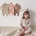 thumbnail image 3 of Baby Boy Rompers Elegant Solid Short Sleeve Crew Neck Short Romper with Knit Hat Two Piece Daily Outfit, 3 of 6