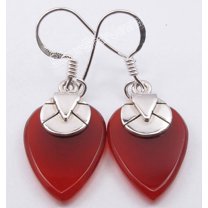 SilverStarJewel 925 Sterling Silver Beautiful Red Carnelian Antique Look Art Earrings 1.4"