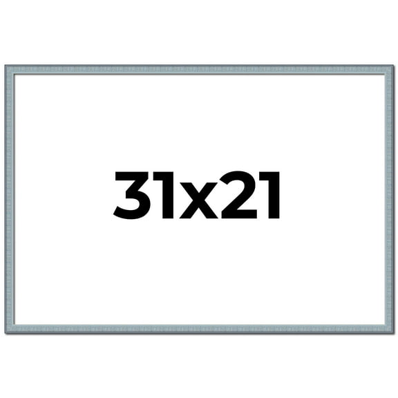 31x21 Frame Blue Scuffed Farm Board Solid Wood Picture Frame Width 0.75 Inches | Interior Depth 0.5