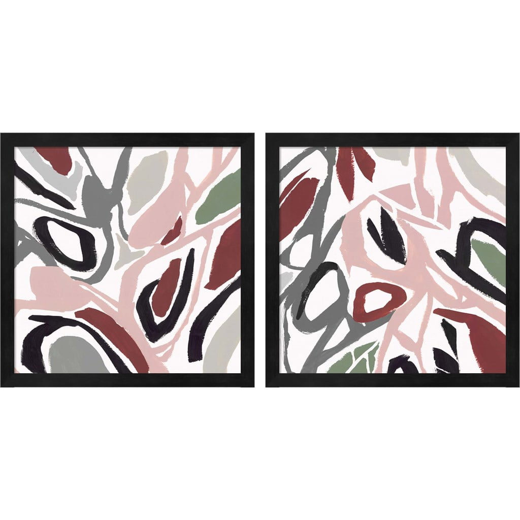 Abstract Multicolor Canvas Print Set with Black Frame