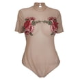 thumbnail image 1 of eVogues Women's Sexy Sheer Mesh Bodysuit Nude Floral Print 1772, 1 of 4