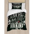 thumbnail image 1 of Quote Duvet Cover Set Twin Size, Hand Written You Will Never Regret Being Kind Ink Splatter Backdrop, Decorative 2 Piece Bedding Set with 1 Pillow Sham, Dark Green White Vermilion, by Ambesonne, 1 of 3