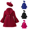 thumbnail image 3 of Toddler Kids Girls Collar Wool Coat Long Sleeve Button Down Warm Cozy Windproof Elegant Classic Outerwear 4-5 Years, 3 of 8