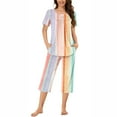 thumbnail image 1 of Rbaofujie Ensembles de Pyjama pour Femmes T-Shirt de Nuit à Col Rond à Imprimé Dégradé à Manches Courtes et Ensembles de Pantalons Vêtements de Détente Pyjamas avec Poches Robes de Nuit et Tenues de Sommeil, 1 of 6