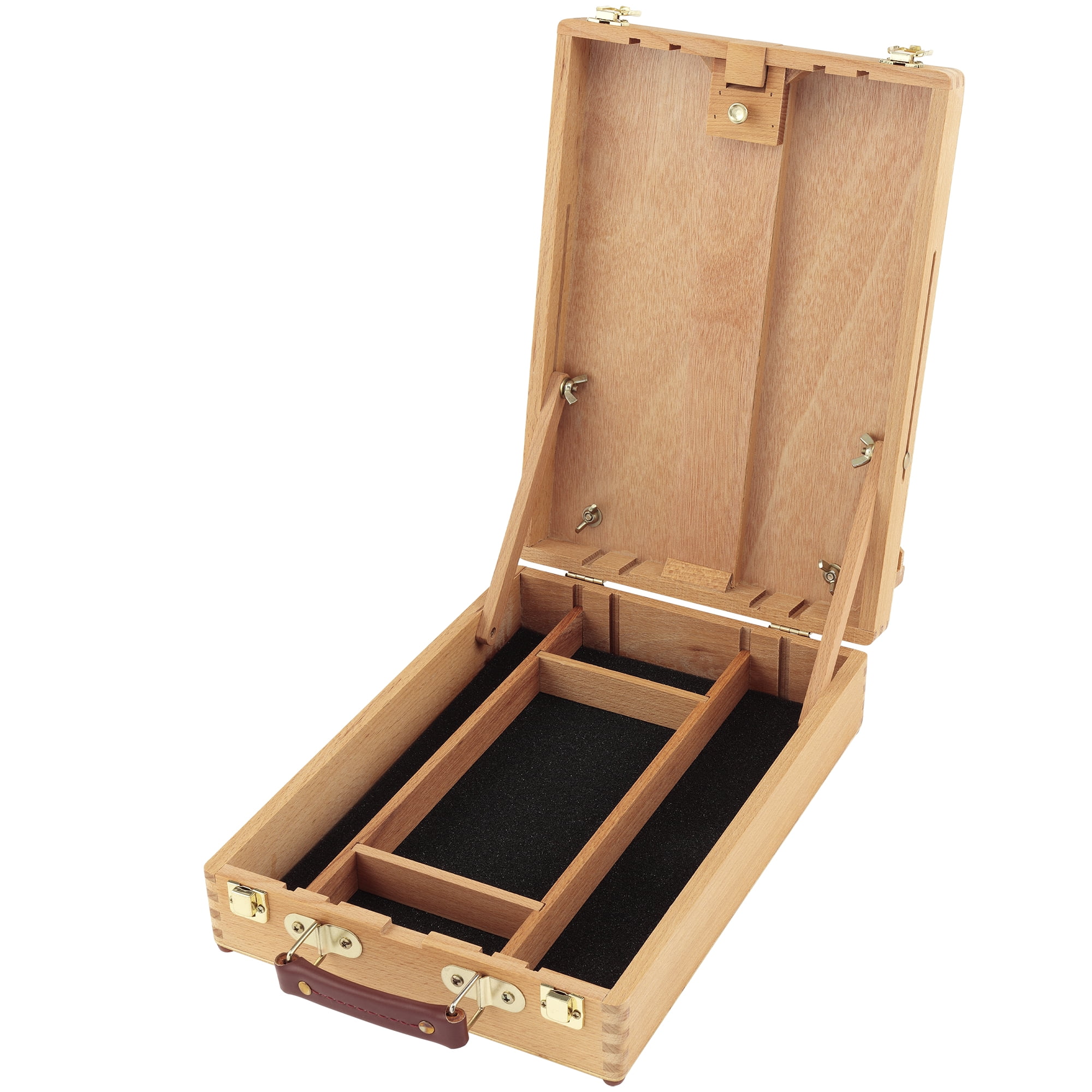 Soho Urban Artist Sketch Box and Table Easel - Portable, Multi Media, Adjustable Angle with Storage Compartments - Oiled Beech Wood