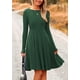 thumbnail image 3 of Vestido PRETTYGARDEN Verde Oscuro de Punto Acanalado Manga Larga Talla L, 3 of 8