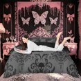 thumbnail image 2 of meiyoeat Gothic Skull Letter P Duvet Cover King for Boys Girls, Boho Damask Flower King Bedding, Black Reversible, 3 Pieces, 1 Duvet Cover and 2 Pillowcases, 2 of 6