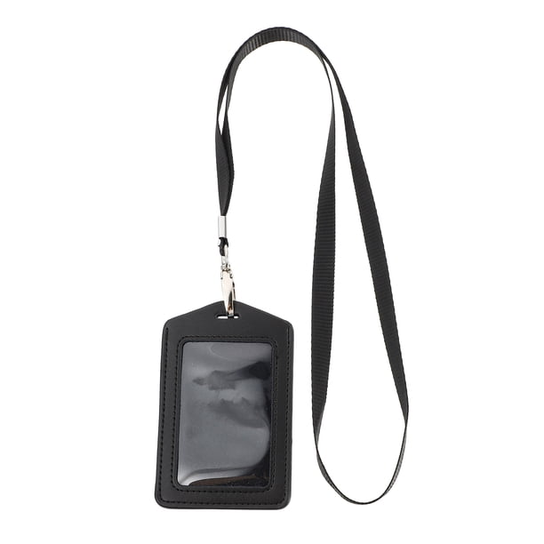 Tarjeta de identificación del empleado 1PC Titular de la tarjeta de crédito Tapa de la tarjeta de lanyard extraíble (Negro)