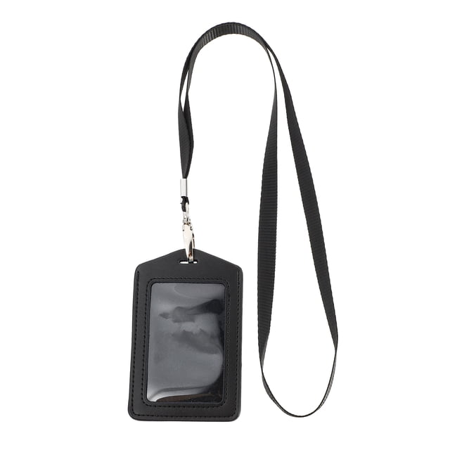 MasteelfCA 1pc Employee ID Credit Holder Removable Lanyard Cover (Black)