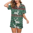 thumbnail image 2 of VBTAPA Women Christmas Pajamas Shorts Sets Xmas Printed Short Sleeve Button Down Shirt and Shorts Matching Lounge Set 2 Piece Pjs Sleepwear Multicolor#32 S, 2 of 8