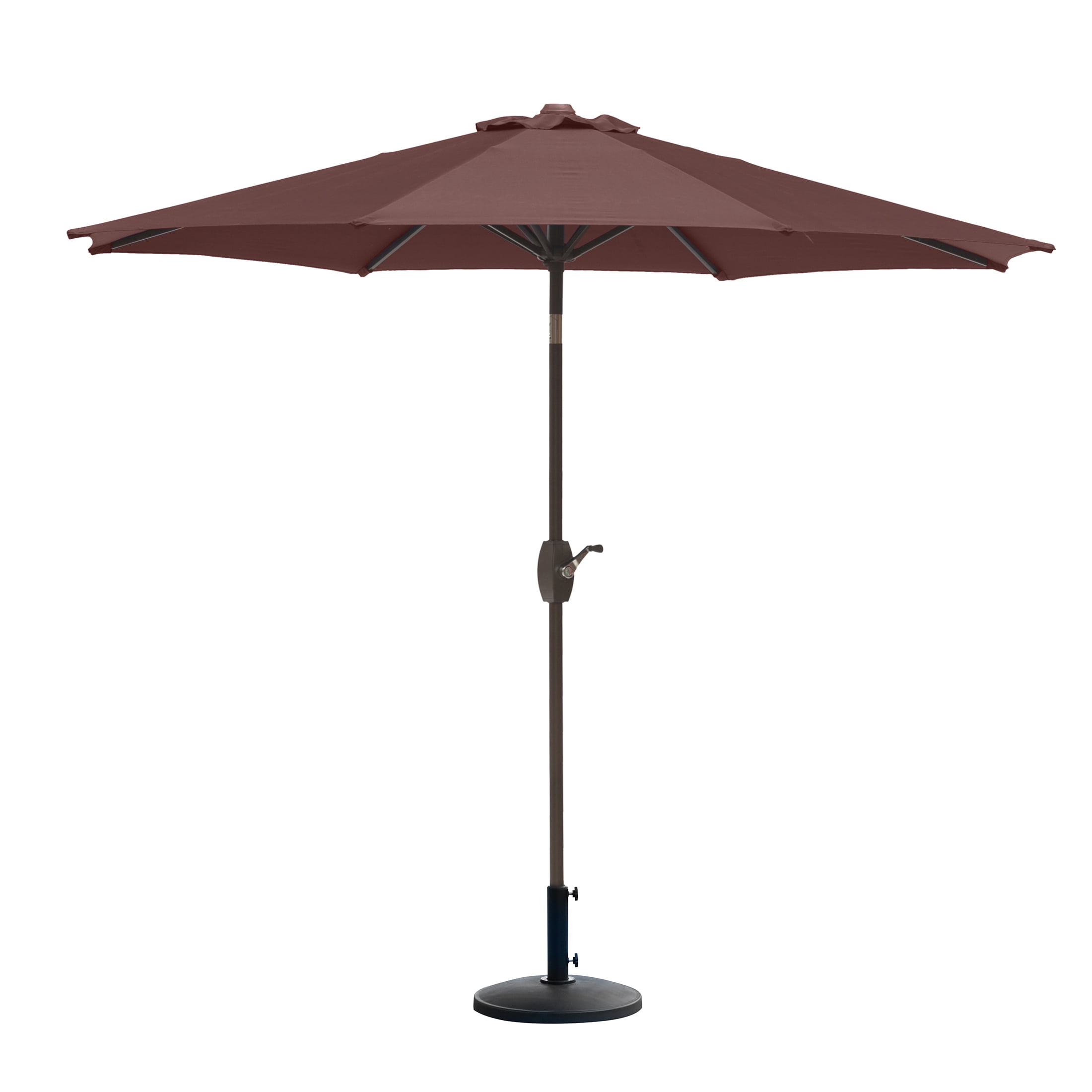 Westin Outdoor 9 Ft Umbrella with Round Resin Plastic Base Weight Included for Patio Garden UV Water Weather Resistant, Coffee