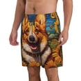 thumbnail image 2 of KLL Artistic Sunflower Corgi Men's Casual Summer Beach Shorts Hawaiian Shorts with Pockets-Medium, 2 of 5