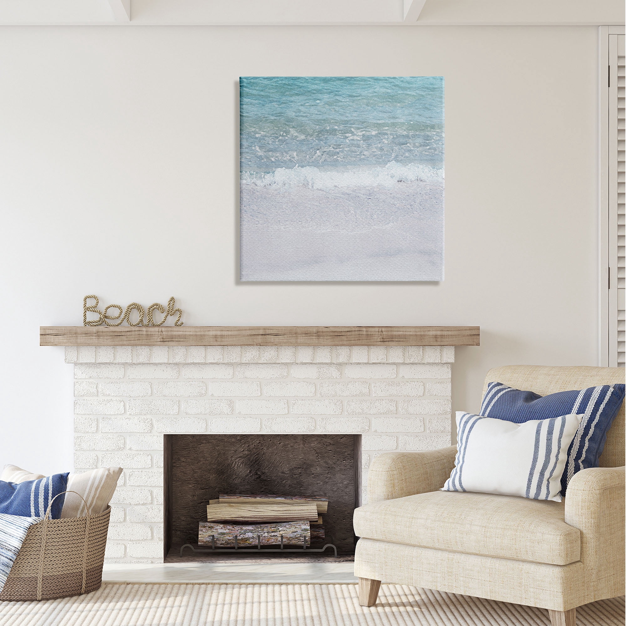 Stupell Industries Sea Waves on Shore Nature Painting Gallery Wrapped Canvas Print Wall Art, 30 x 30